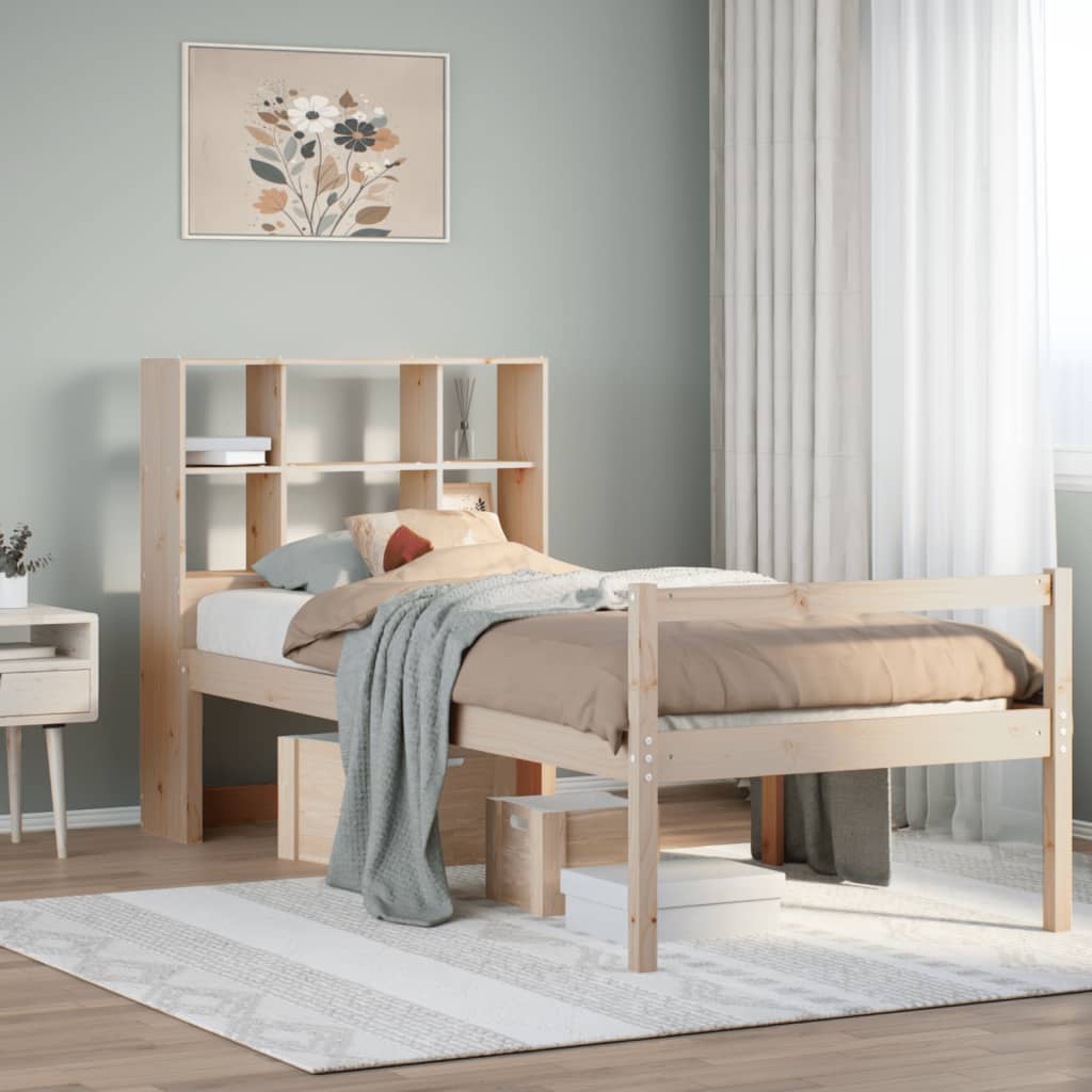 Massivholzbett mit Regal ohne Matratze 90x200 cm Kiefer