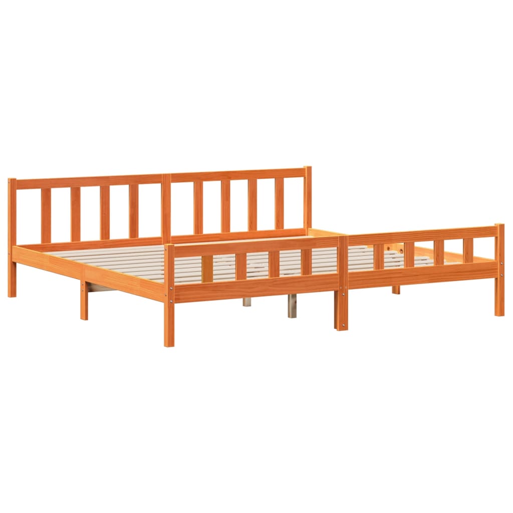 Massivholzbett ohne Matratze Wachsbraun 180x200 cm Massivholz