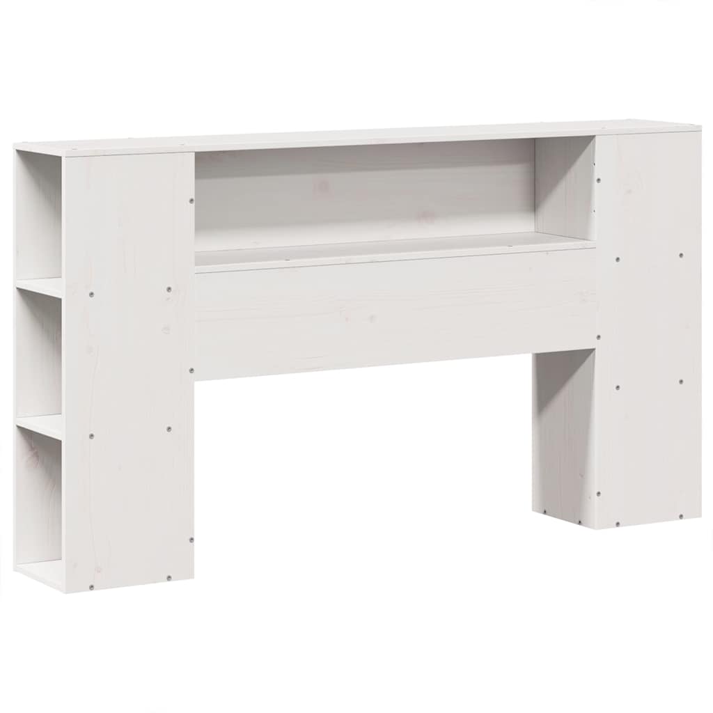 Massivholzbett mit Regal ohne Matratze Weiß 140x190 cm