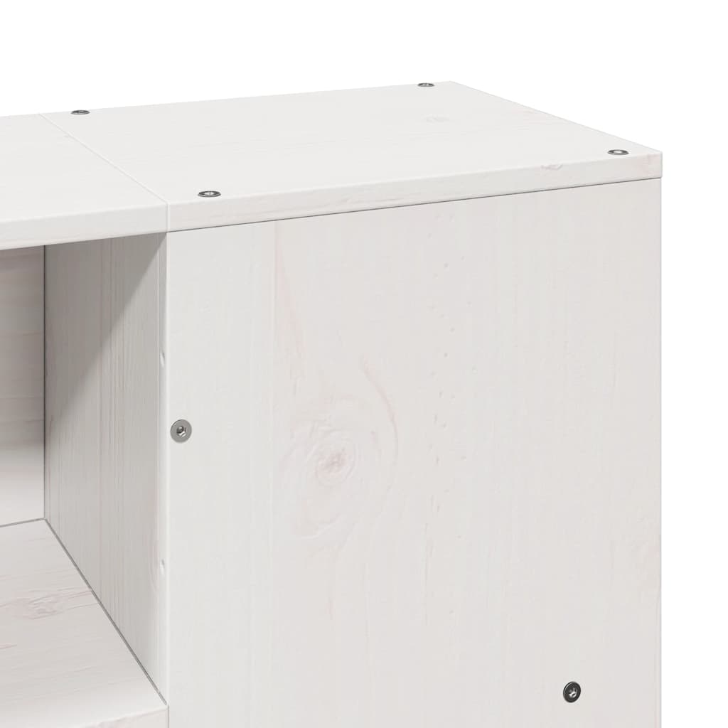 Massivholzbett mit Regal ohne Matratze Weiß 140x190 cm
