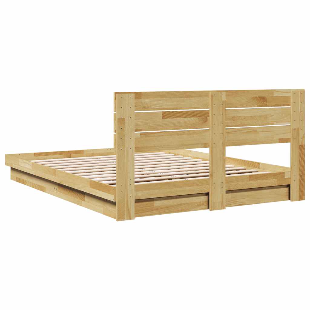 Massivholzbett mit Kopfteil ohne Matratze 140x200 cm Eichenholz
