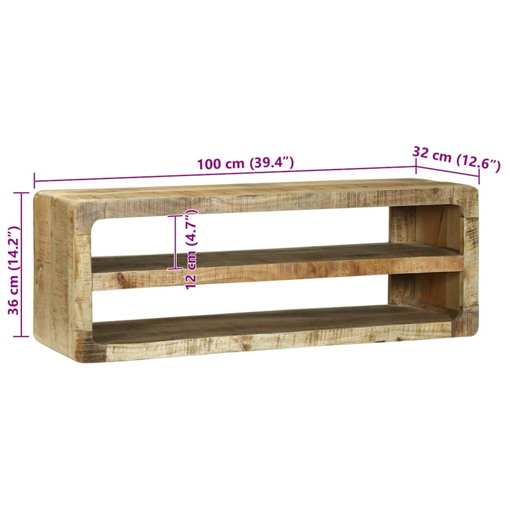 TV-Schrank mit Regal Braun 100 x 32 x 36 cm Massivholz Mango