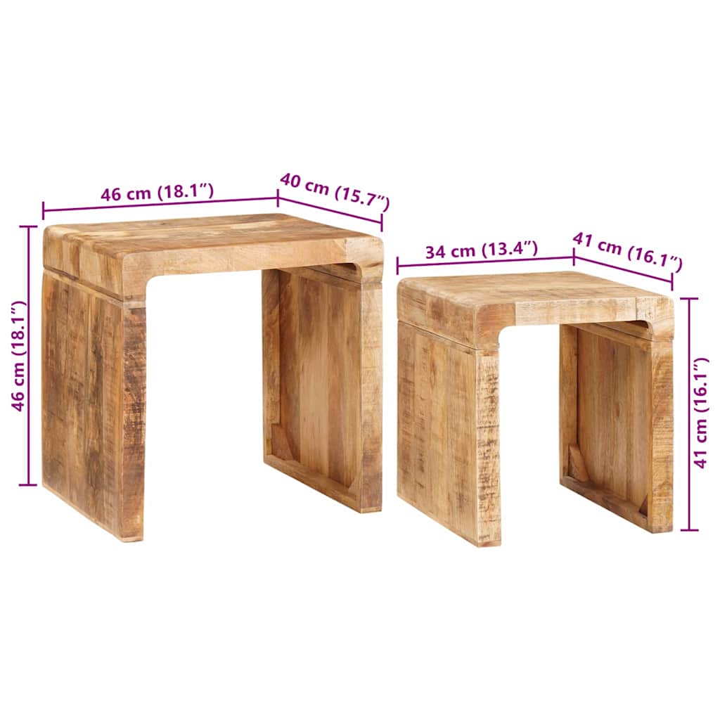 Beistelltische 2 pcs Braun massives Mangoholz