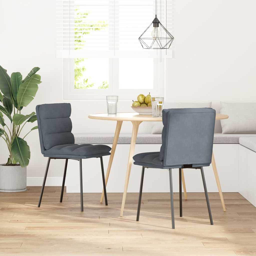 Esszimmerstühle 2 Stk. Dunkelgrau Samt