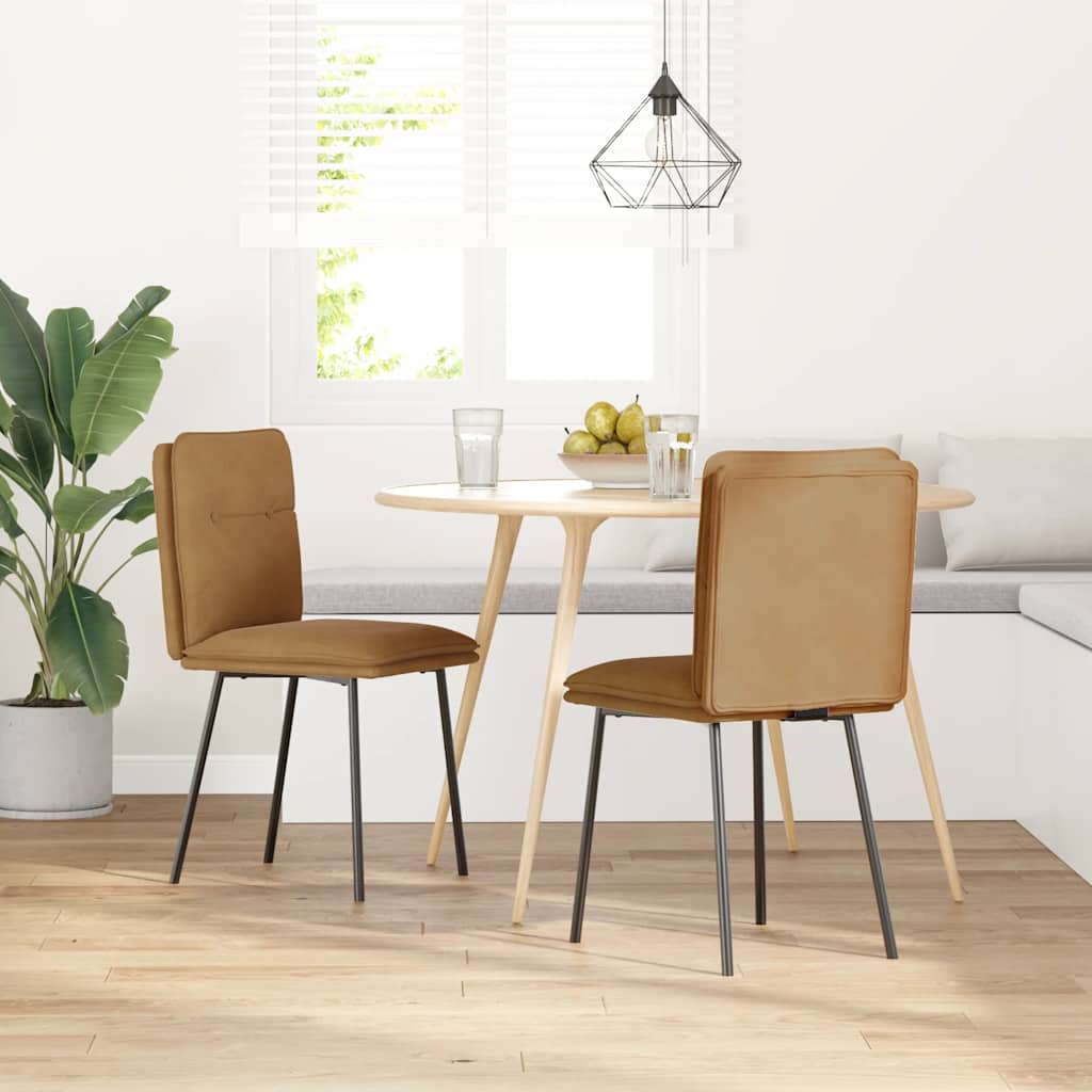Esszimmerstühle 2 Stk. Braun Samt