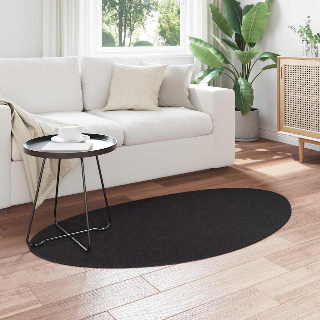 Teppich HUARTE Schwarz 80 x 150 cm Polyester