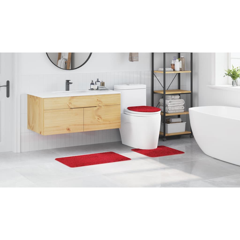 Anti-Rutsch Badematten-Set 3 pcs Rot 50 x 50 cm PP