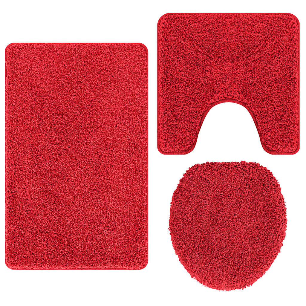 Anti-Rutsch Badematten-Set 3 pcs Rot 50 x 50 cm PP