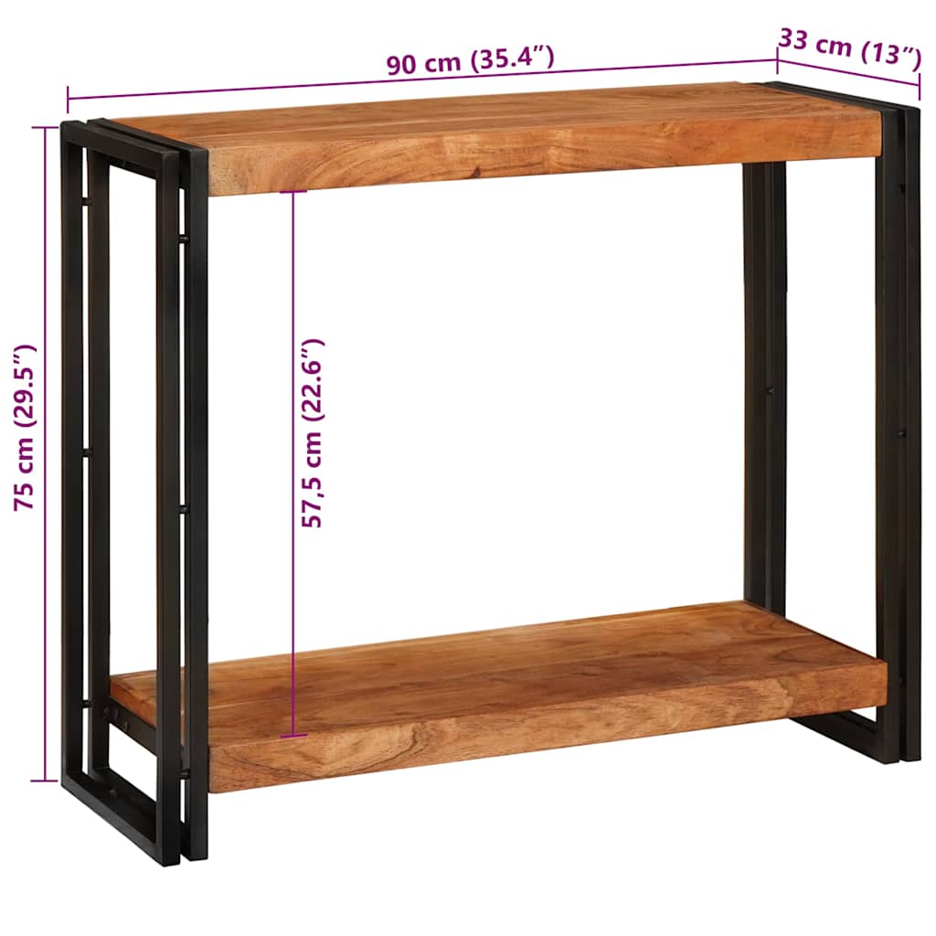 Konsolentisch mit Regal Braun 90 x 33 x 75 cm Massivholz Akazie