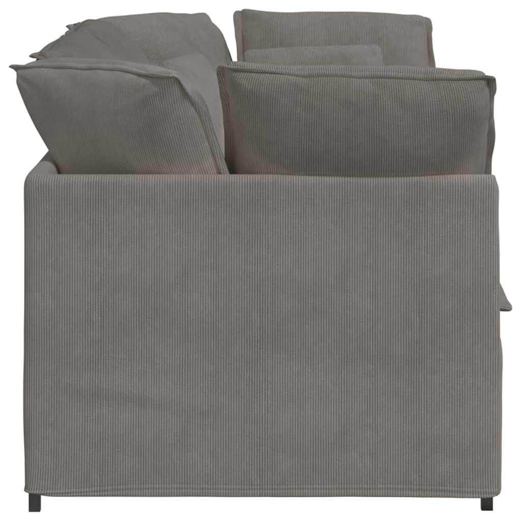 Modulares Sofa mit Kissen Cordstoff Hellgrau