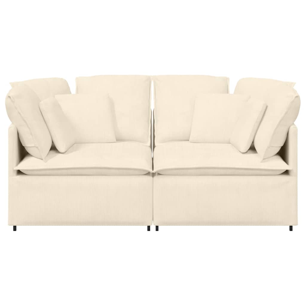 Modulares Sofa mit Kissen Cordstoff Creme