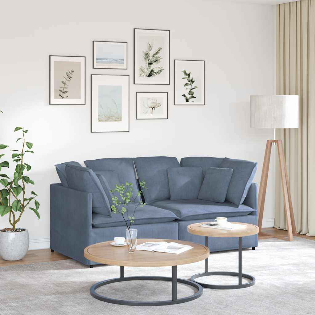 Modulares Sofa mit Kissen Cordstoff Blau