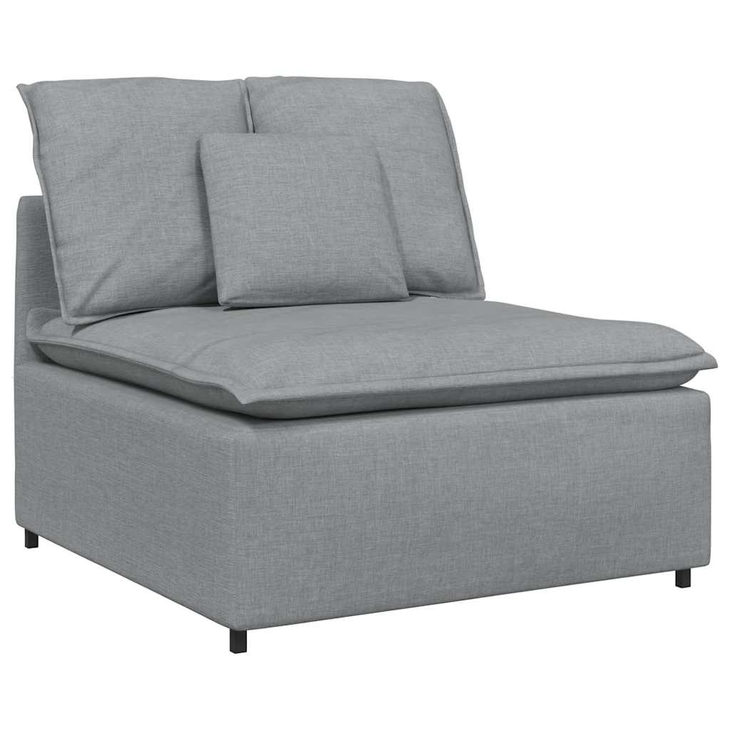Modulares Sofa mit Kissen Stoff Hellgrau
