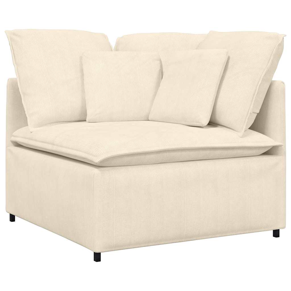 Modulares Sofa mit Fußhocker Kissen Cordstoff Creme
