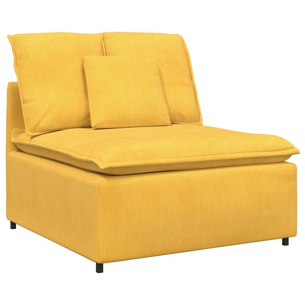 Modulares Sofa mit Fußhocker Kissen Cordstoff Hellgelb