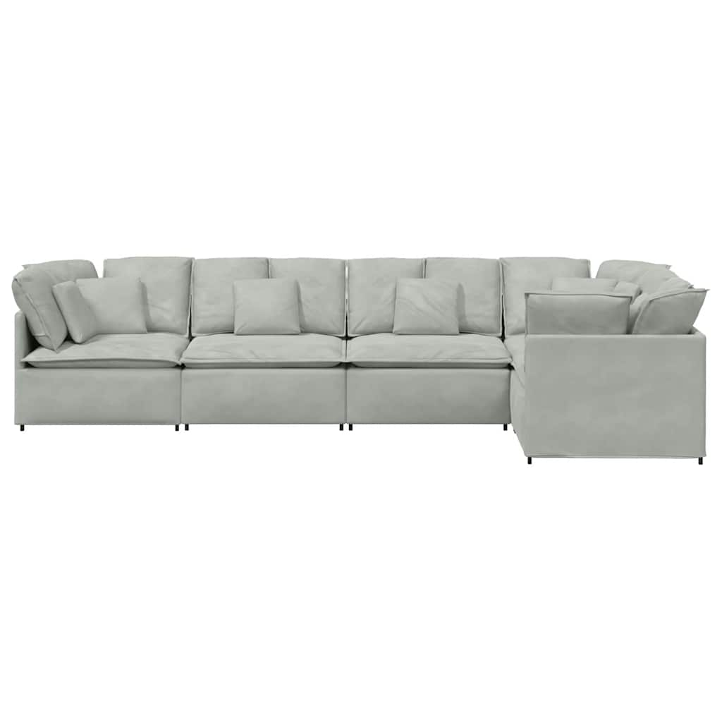 Modulares Sofa mit Kissen Samt Hellgrau