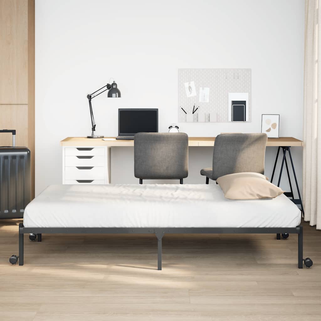 Bettgestell ohne Matratze Klappbar Schwarz 90x190 cm Stahl