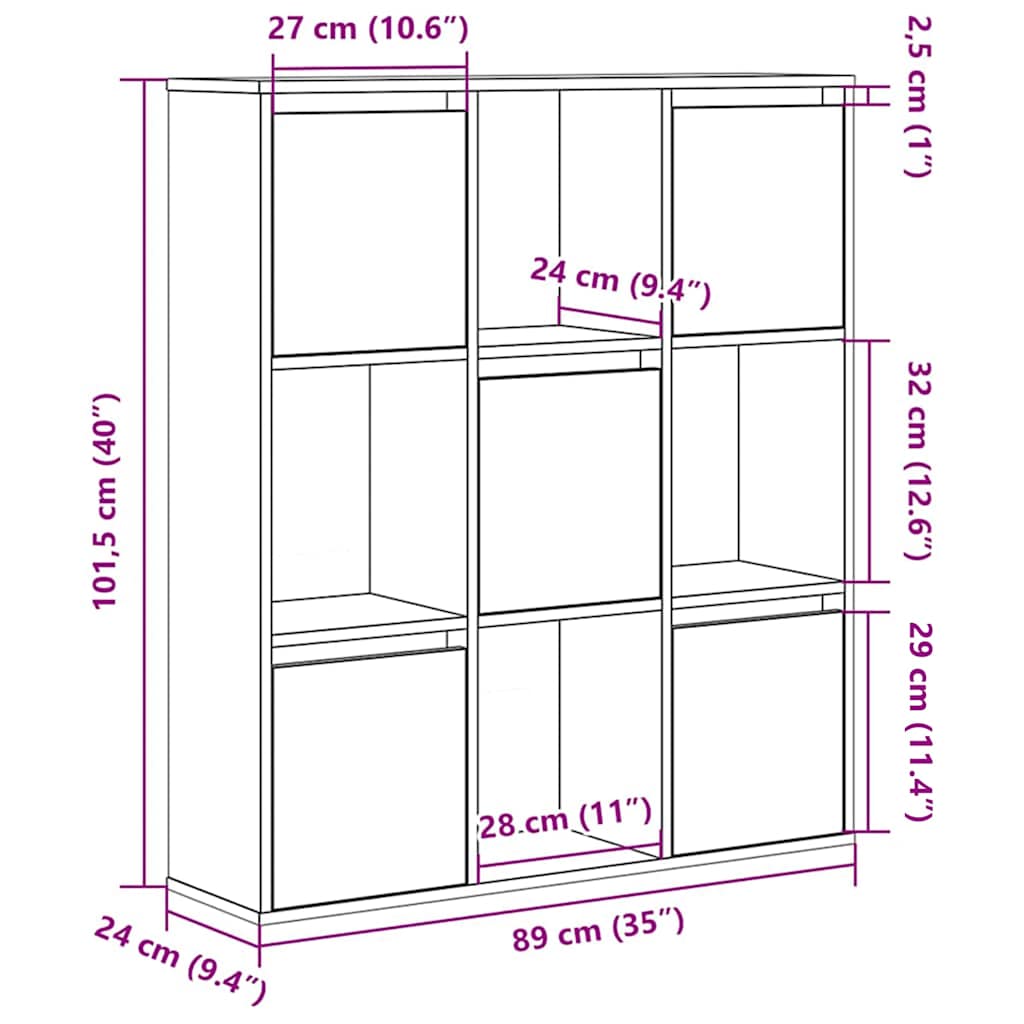 Bücherregal Braun Eichen-Optik 89x24x101,5 cm Holzwerkstoff