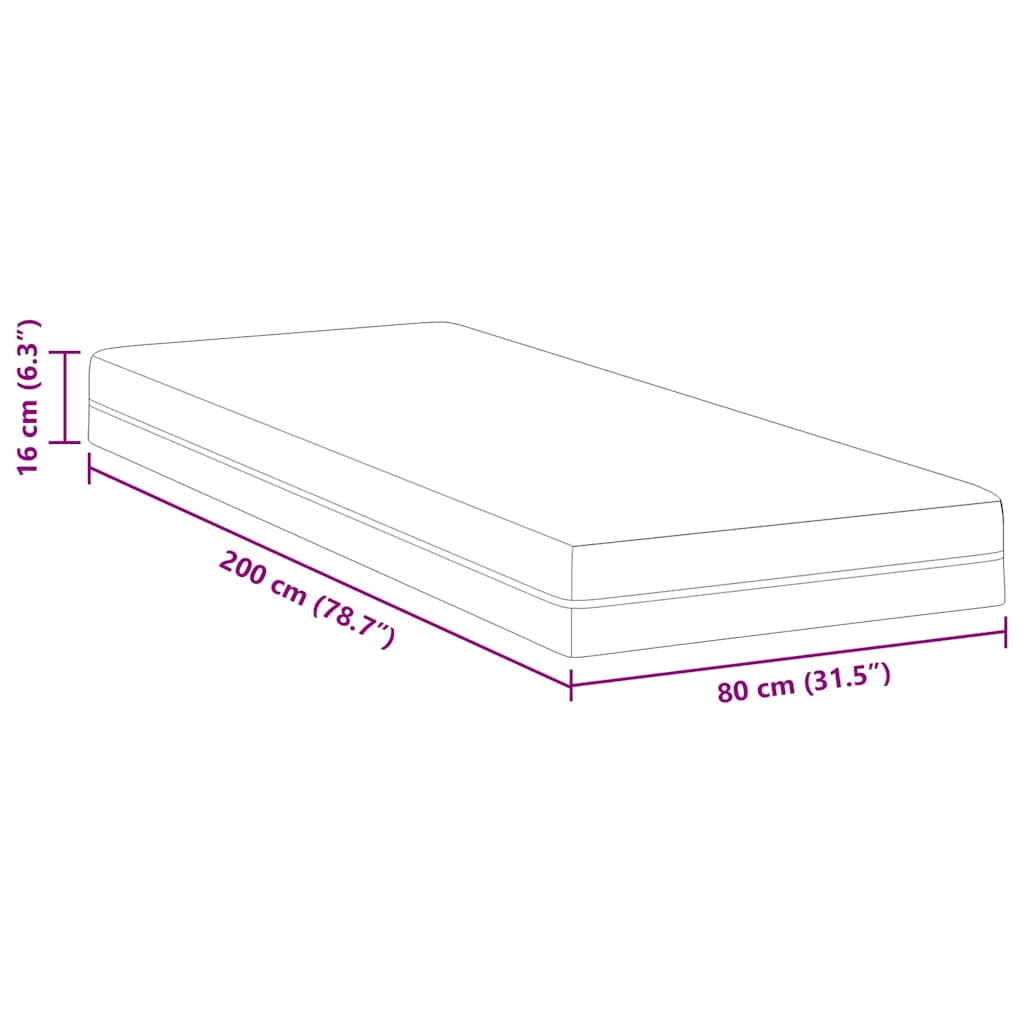 Matratze Weiß und Grau 80 x 200 cm Memory Foam