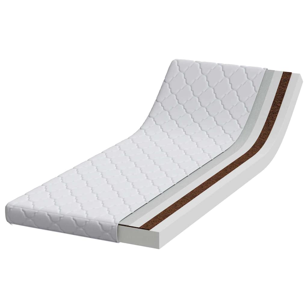 Matratze mit Kokosnusschicht Weiß 200 x 80 cm PU-Schaum