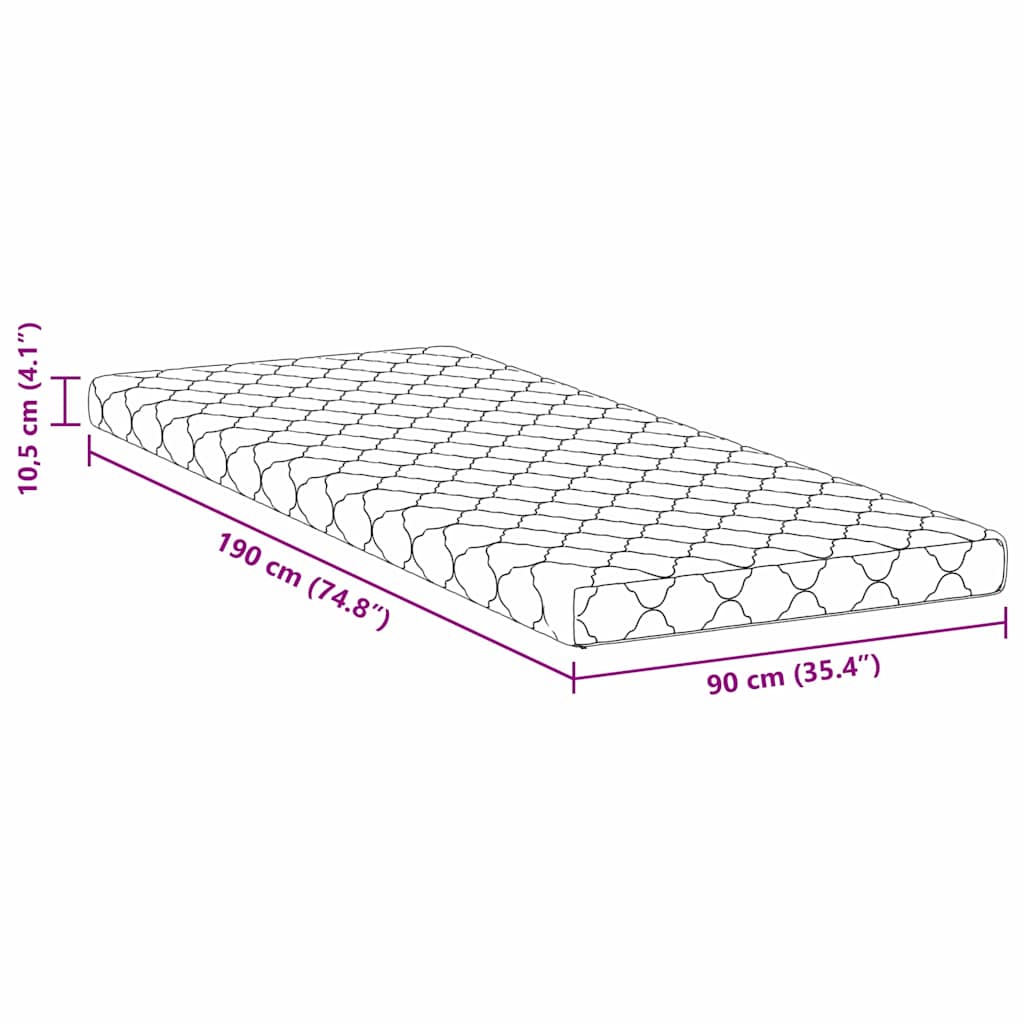 Matratze mit Kokosnusschicht Weiß 190 x 90 cm PU-Schaum
