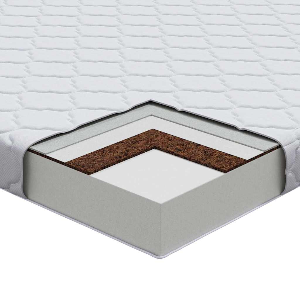 Matratze mit Kokosnusschicht Weiß 200 x 90 cm PU-Schaum