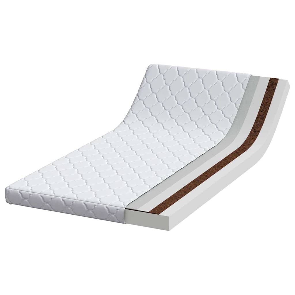 Matratze mit Kokosnusschicht Weiß 200 x 90 cm PU-Schaum