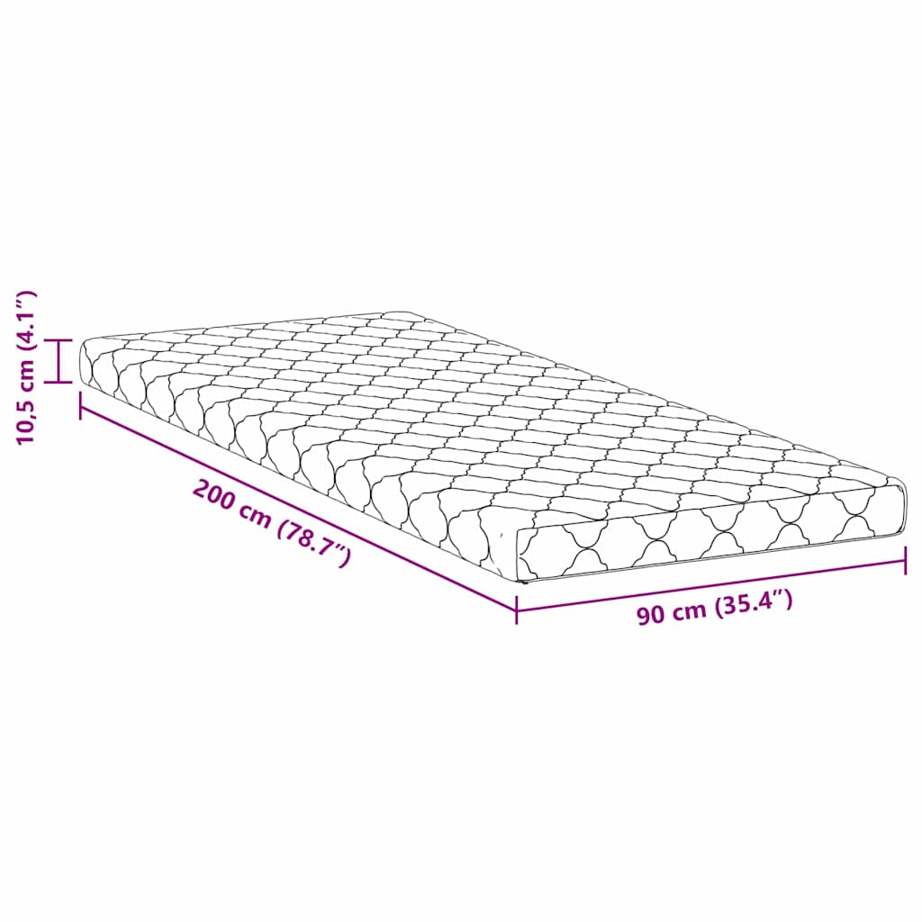 Matratze mit Kokosnusschicht Weiß 200 x 90 cm PU-Schaum