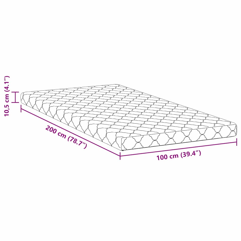 Matratze mit Kokosnusschicht Weiß 200 x 100 cm PU-Schaum
