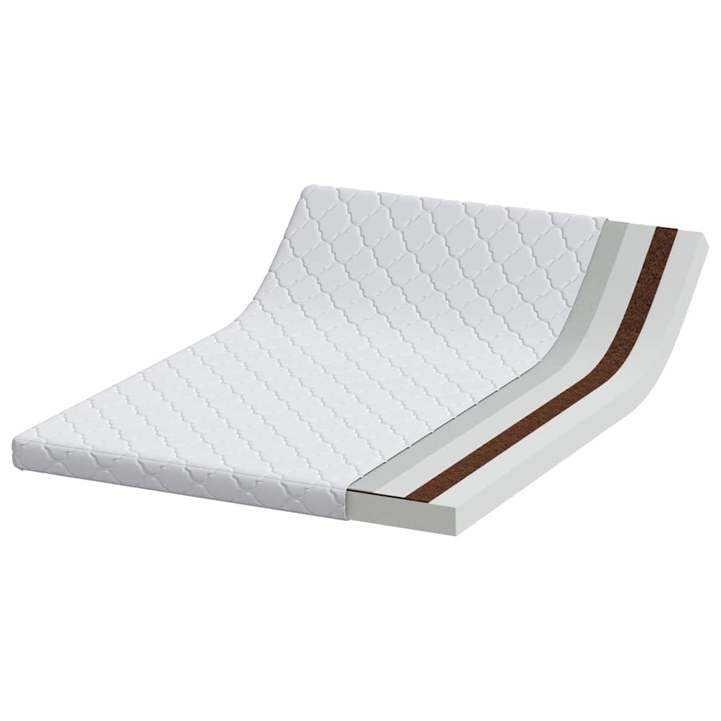Matratze mit Kokosnusschicht Weiß 200 x 140 cm PU-Schaum