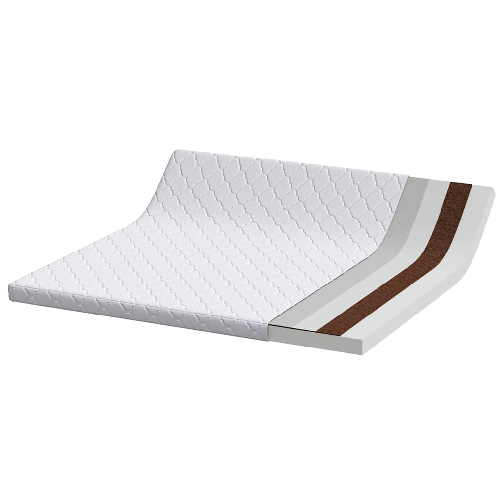 Matratze mit Kokosnusschicht Weiß 200 x 200 cm PU-Schaum