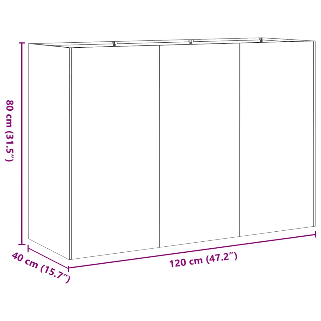 Pflanzkübel Weiß 120x40x80 cm Kaltgewalzter Stahl