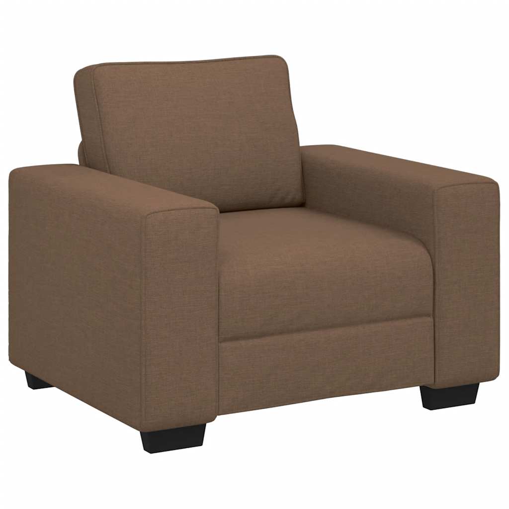 3-teiliges Sofa-Set mit Kissen, brauner Stoff