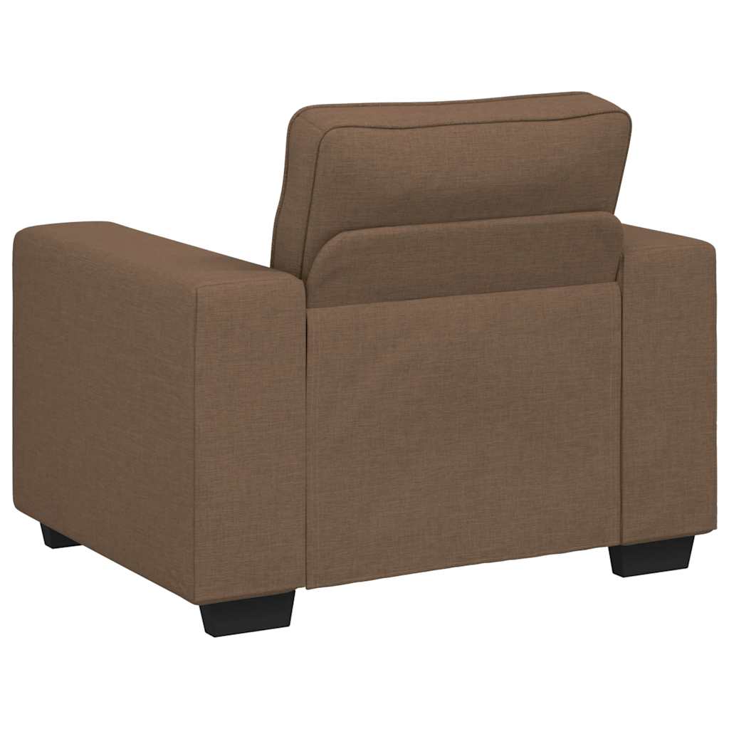 3-teiliges Sofa-Set mit Kissen, brauner Stoff