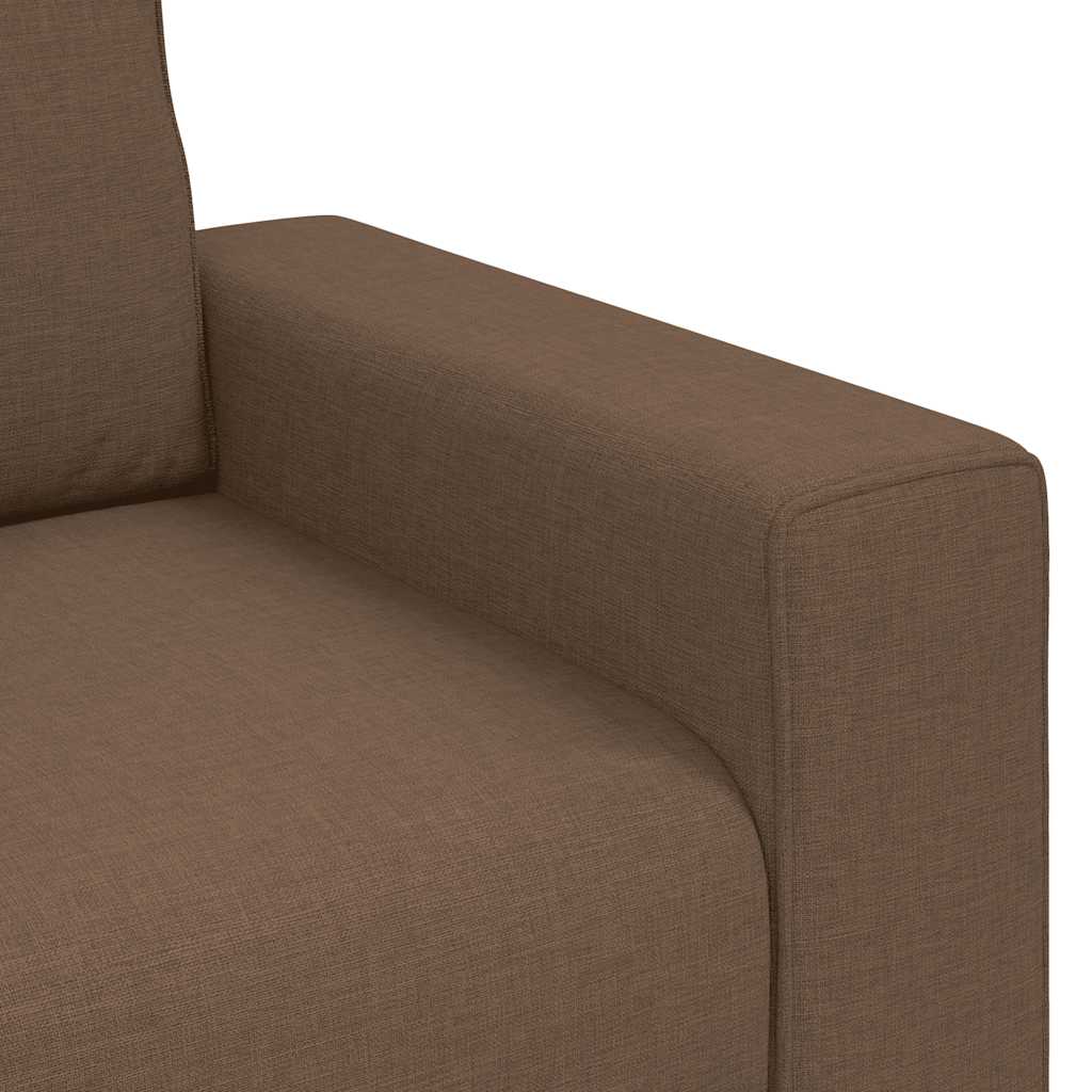 3-teiliges Sofa-Set mit Kissen, brauner Stoff