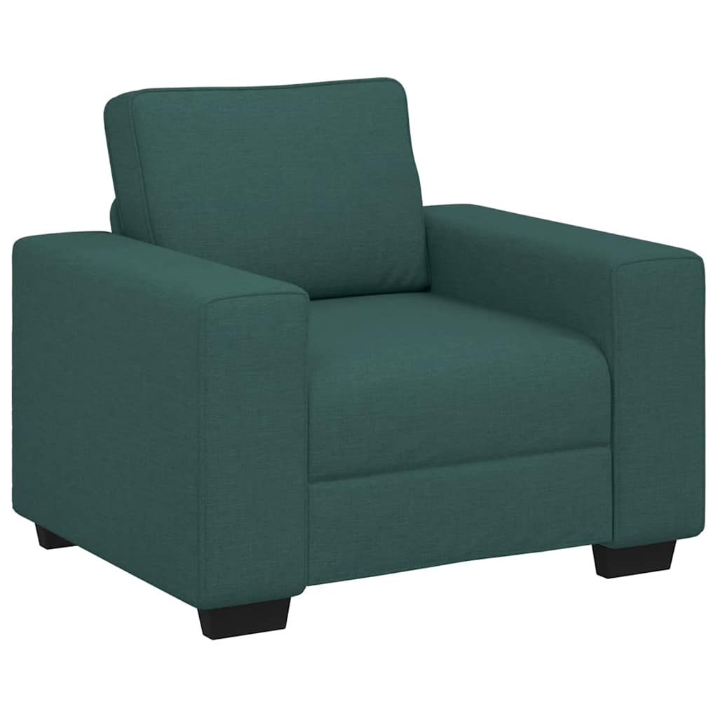 3-teiliges Sofa-Set mit Kissen, dunkelgrüner Stoff