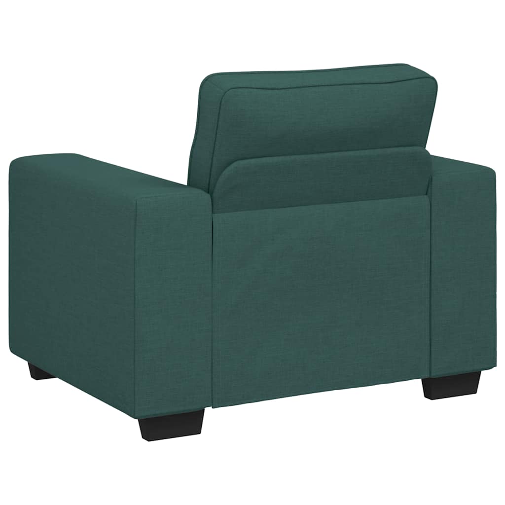3-teiliges Sofa-Set mit Kissen, dunkelgrüner Stoff
