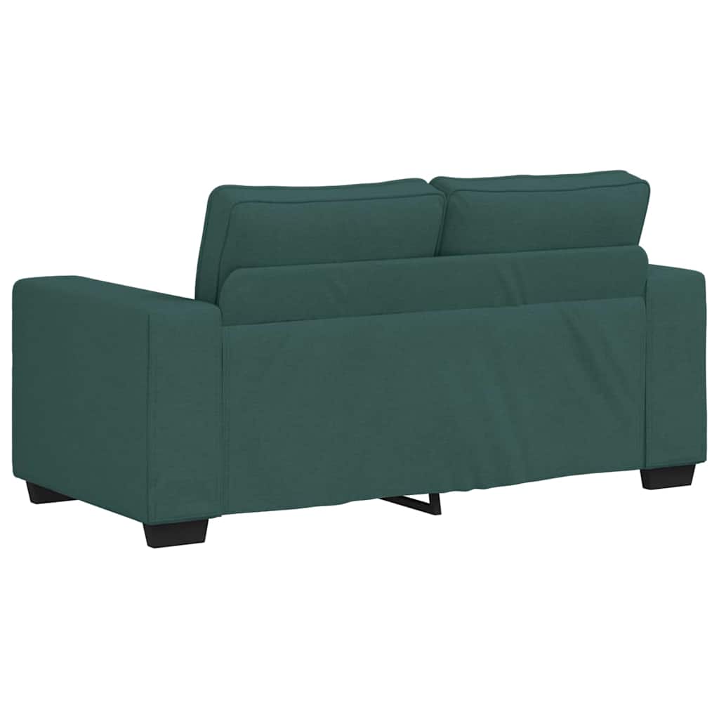 3-teiliges Sofa-Set mit Kissen, dunkelgrüner Stoff
