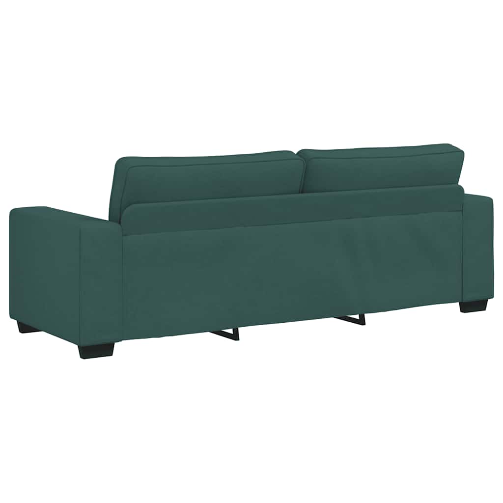 3-teiliges Sofa-Set mit Kissen, dunkelgrüner Stoff