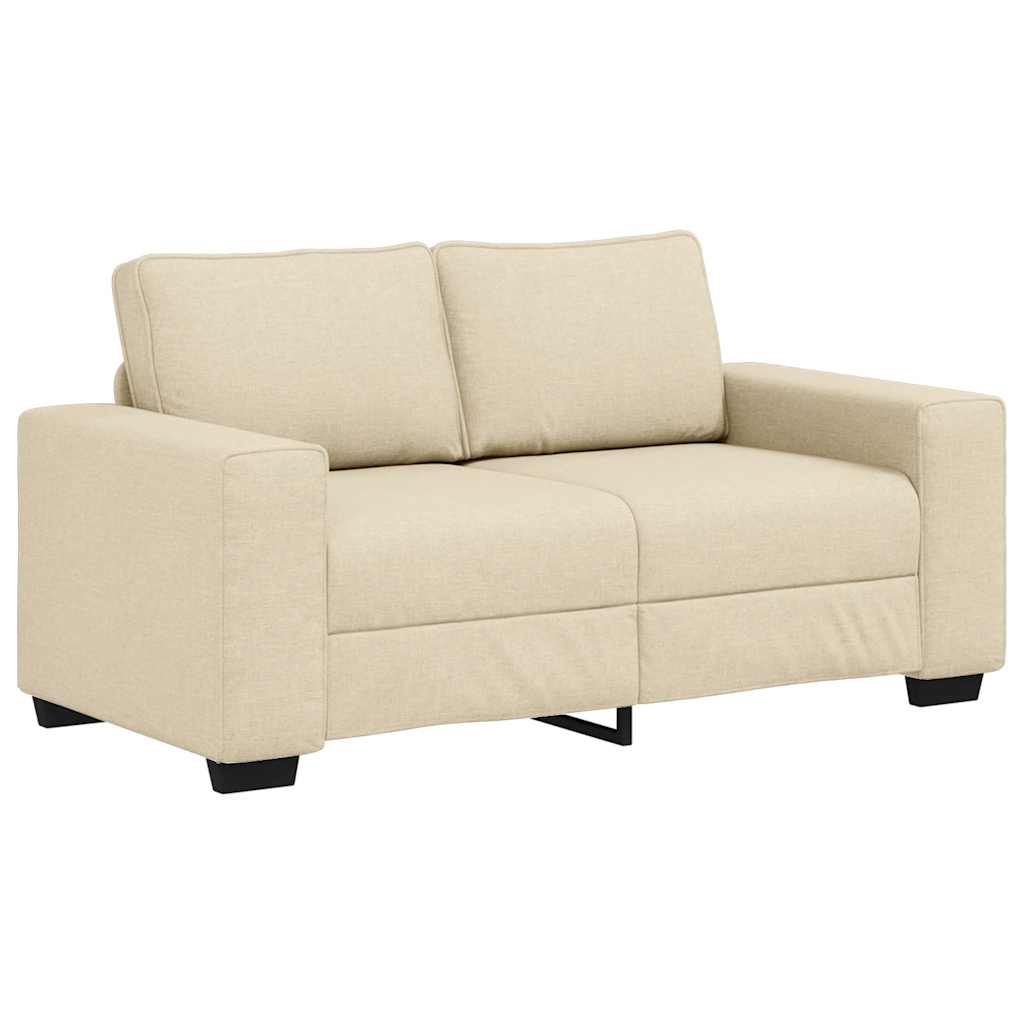 3-teiliges Sofa-Set mit Kissen, cremefarbener Stoff
