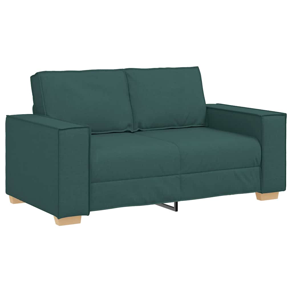 2-teiliges Sofa-Set mit Kissen, dunkelgrüner Stoff
