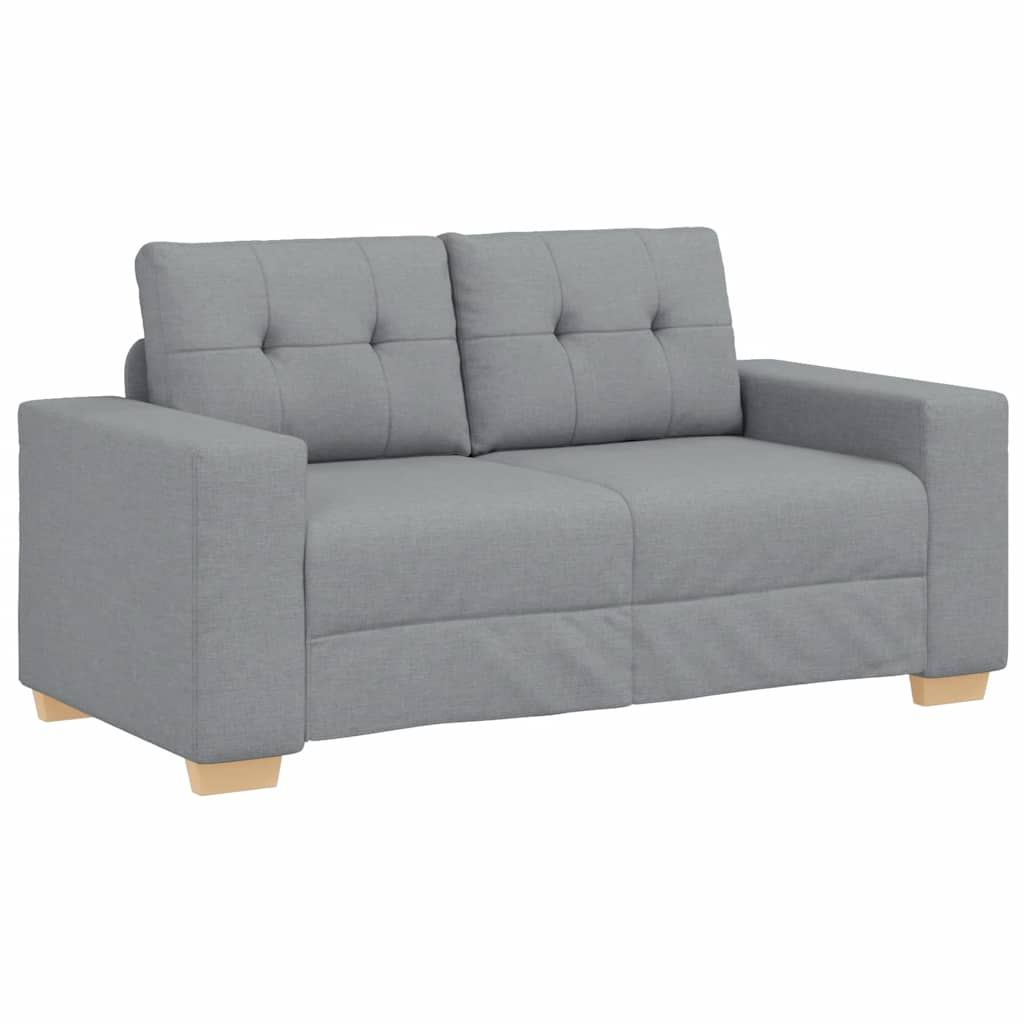 2-teiliges Sofa-Set mit Kissen, hellgrauer Stoff