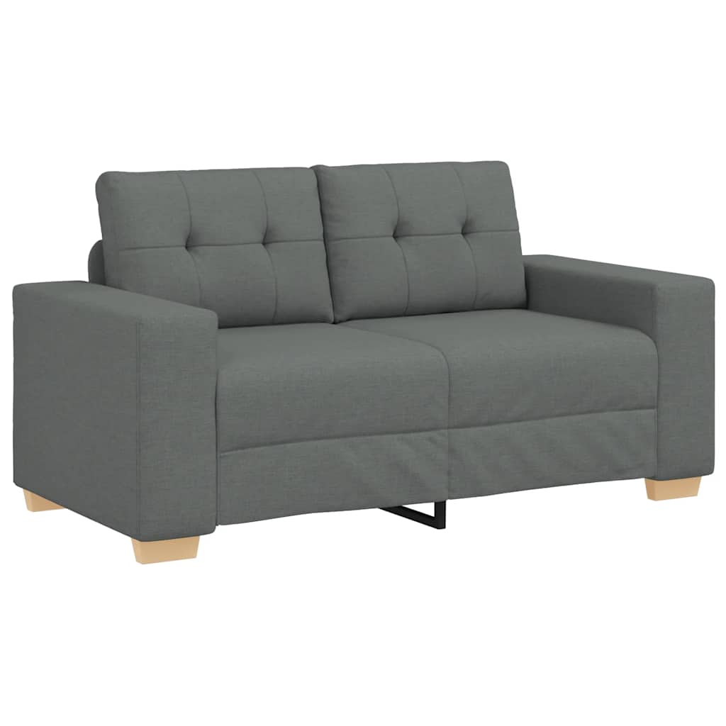 2-teiliges Sofa-Set mit Kissen, dunkelgrauer Stoff