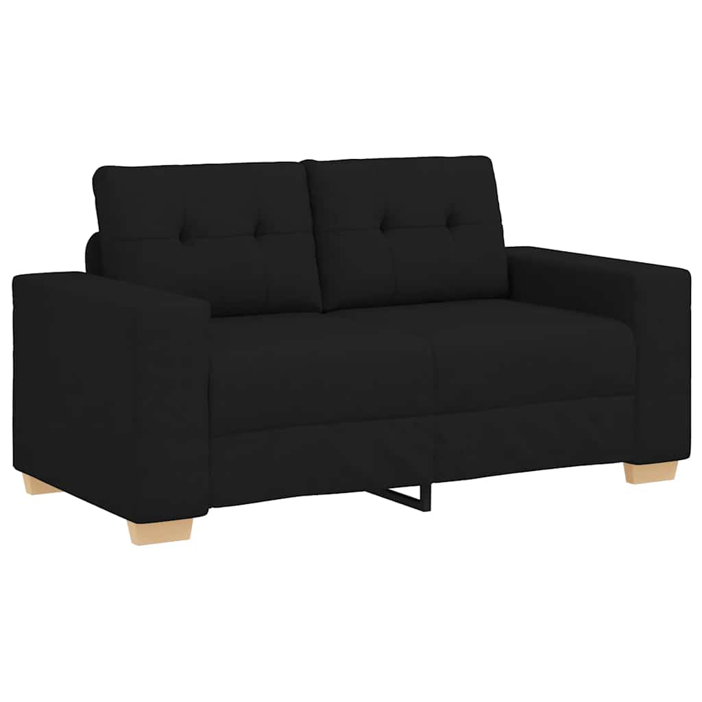 2-teiliges Sofa-Set mit Kissen, schwarzer Stoff