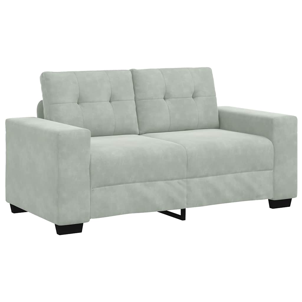 2-teiliges Sofa-Set mit Kissen, hellgrauer Samt