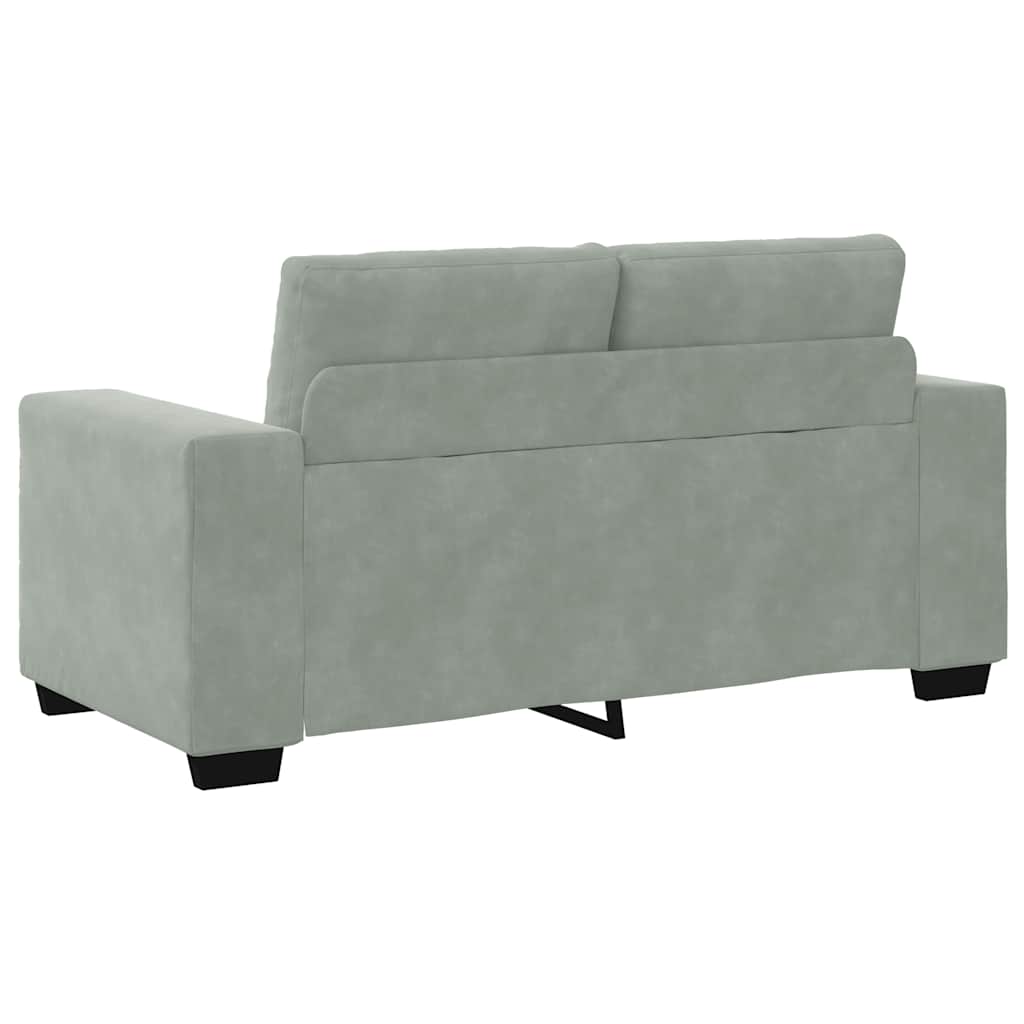 2-teiliges Sofa-Set mit Kissen, hellgrauer Samt