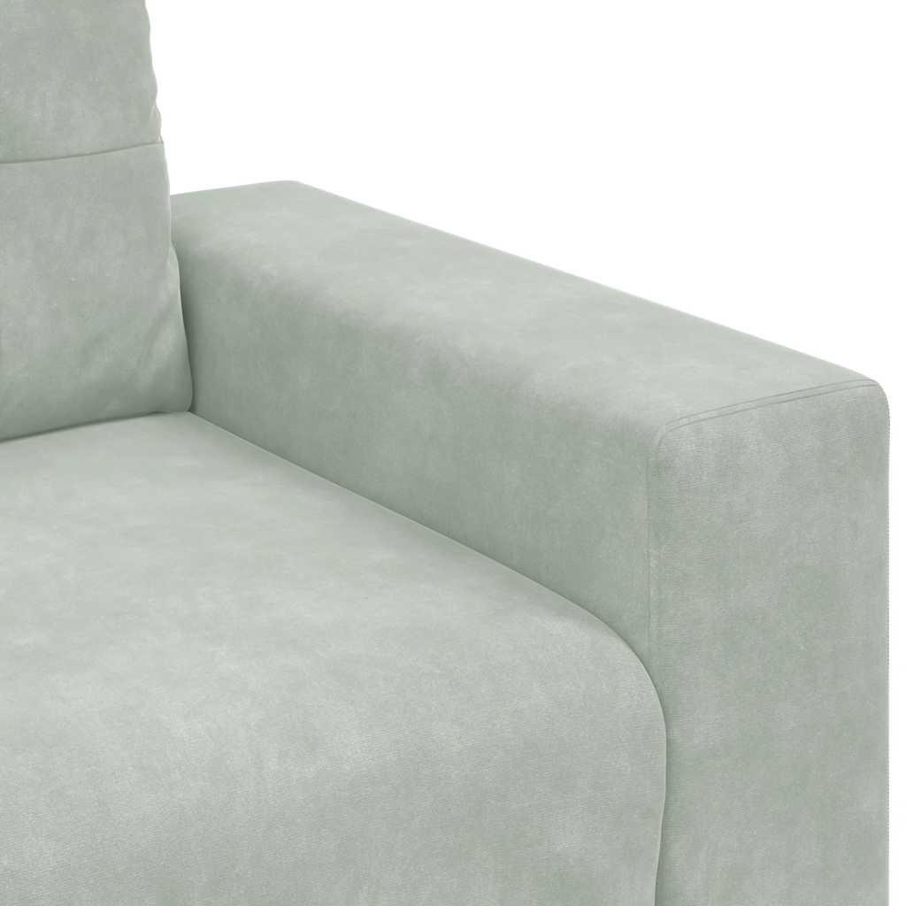 2-teiliges Sofa-Set mit Kissen, hellgrauer Samt