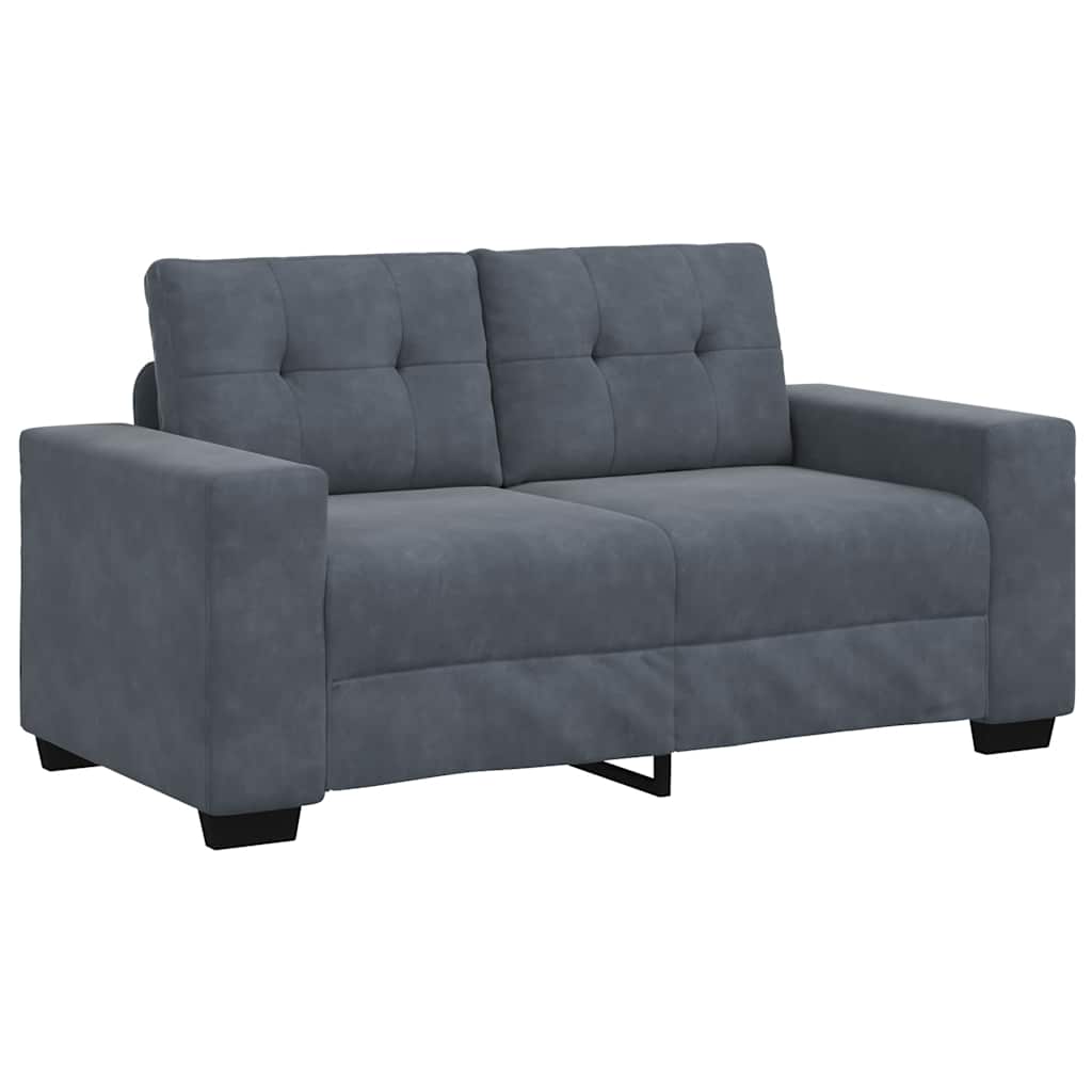 2-teiliges Sofa-Set mit Kissen, dunkelgrauer Samt
