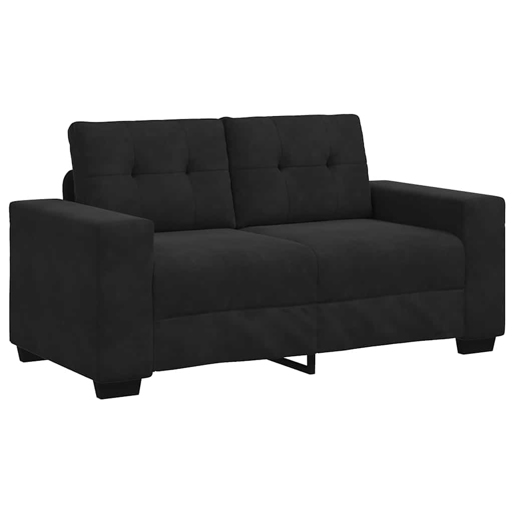 2-teiliges Sofa-Set mit Kissen, schwarzer Samt