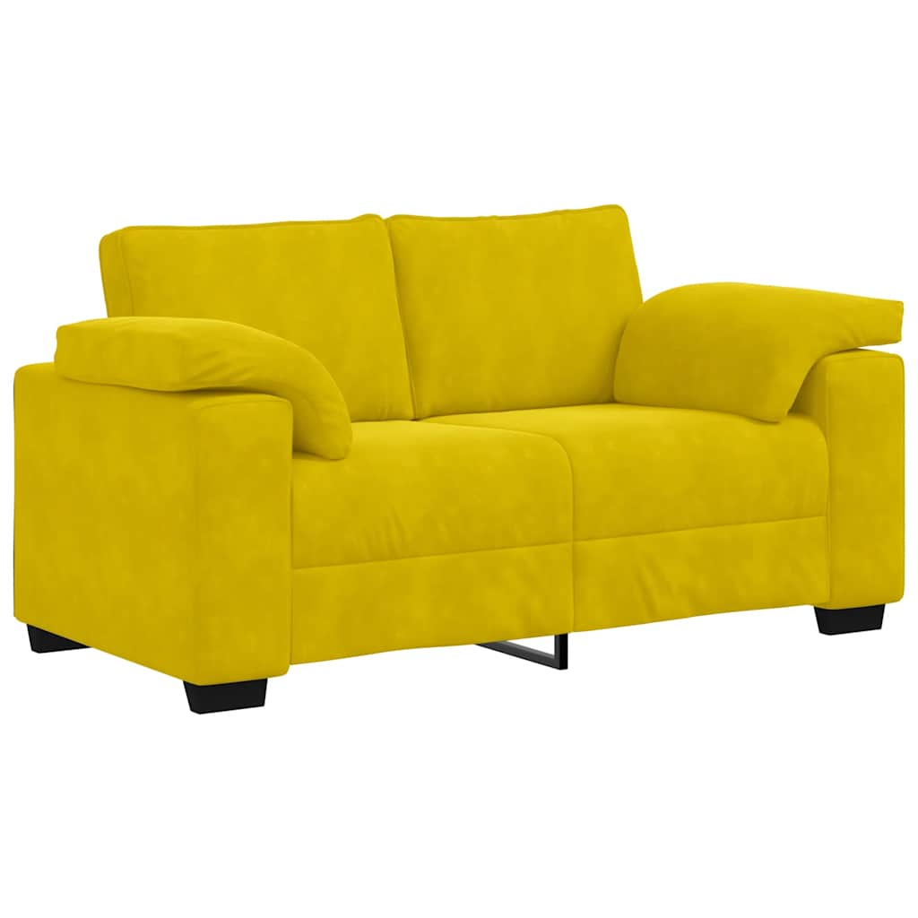 2-teiliges Sofa-Set mit Kissen, gelber Samt